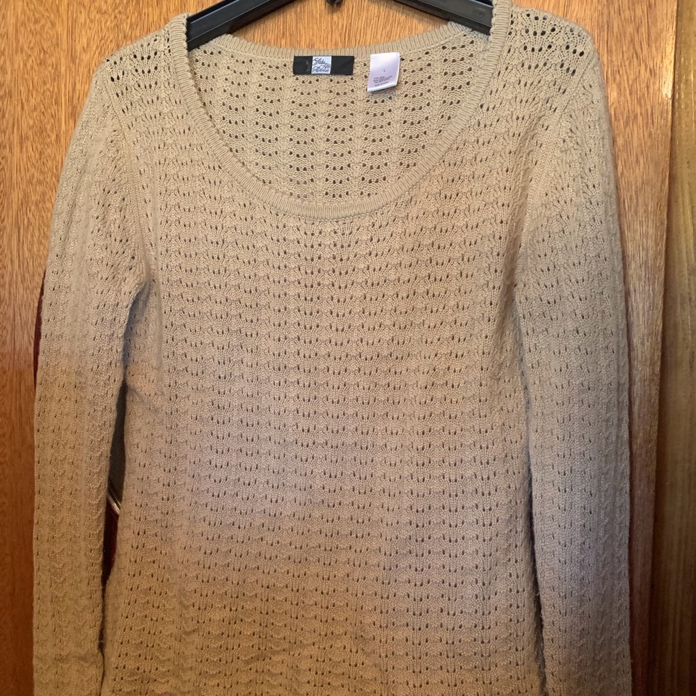Saks Fifth Avenue Tan Open Weave Sweater Sz. Large